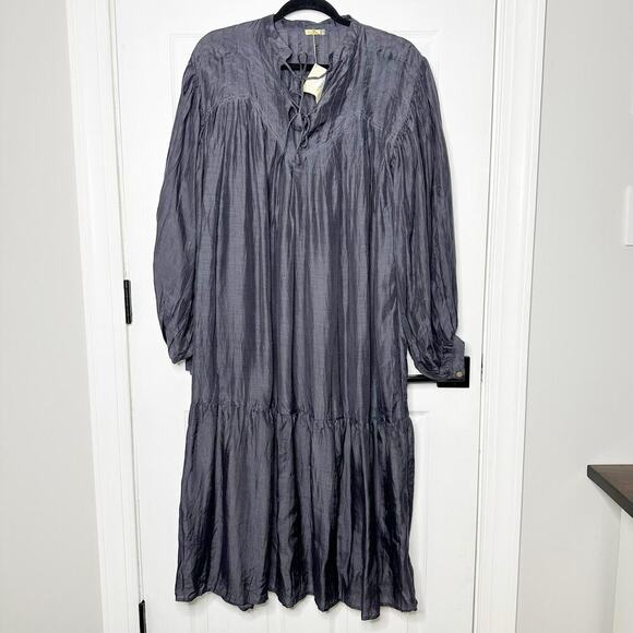 Matta Phool Dress Size L Dark Gray Lagenlook Boho Oversized Midi - Picture 2 of 9